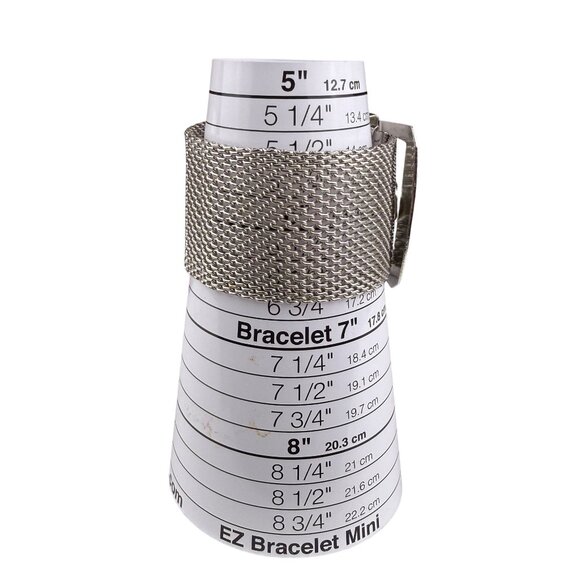 Wide Silver Tone Mesh Buckle Bracelet For Women Statement Cuff Retro Metalwork - Picture 4 of 4